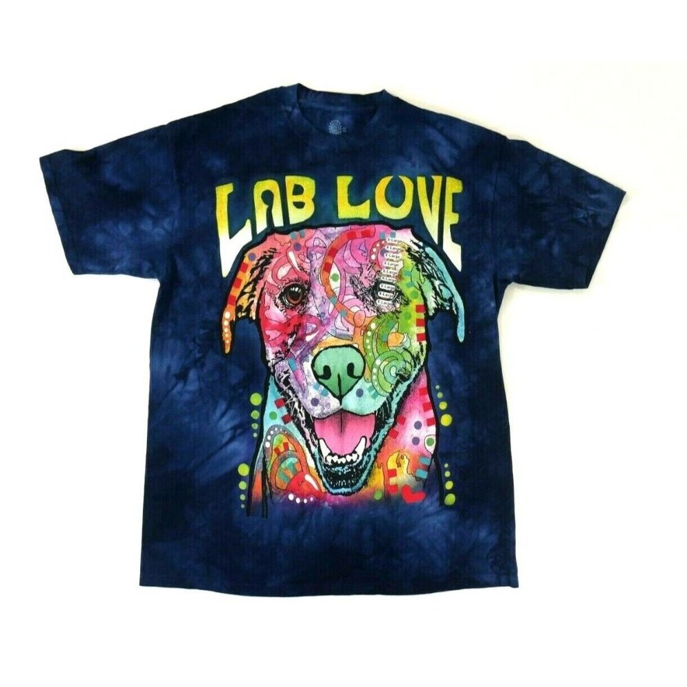 The Mountain Lab Love Dog T Shirt  Navy Blue Tie Dyed Adult Unisex  X Large New